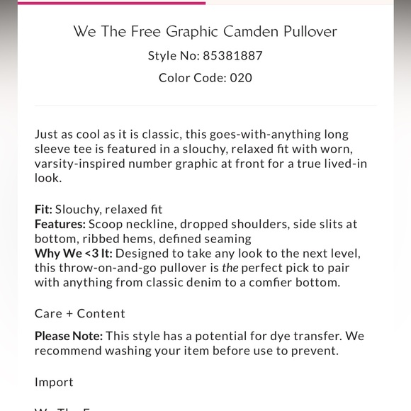 We The Free London Graphic Camden Pullover in Navy Combo - Picture 4 of 4